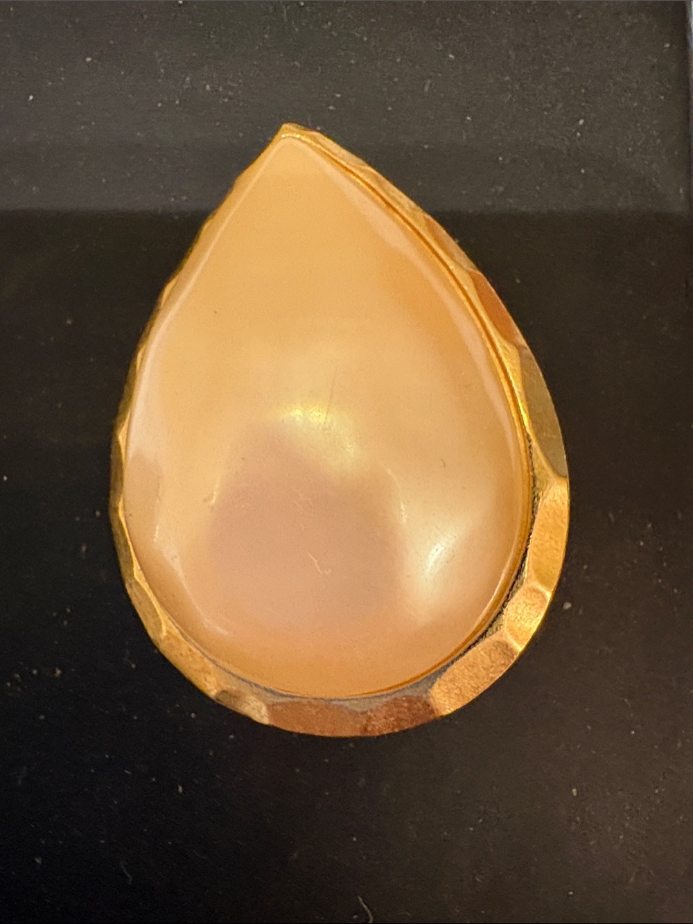 Yves Saint Laurent Vintage Gold-Tone Teardrop Brooch with Cream Cabochon